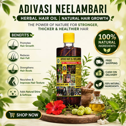 Adivasi Neelambari Herbal Hair Oil | Natural Hair Growth & Hair Fall Control | Kesha Amrit