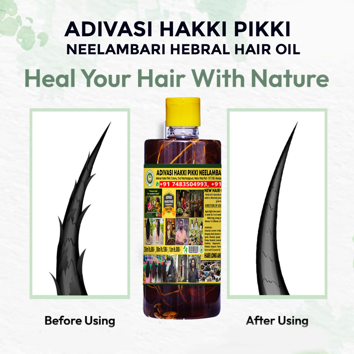 Adivasi Neelambari Herbal Hair Oil | Natural Hair Growth & Hair Fall Control | Kesha Amrit